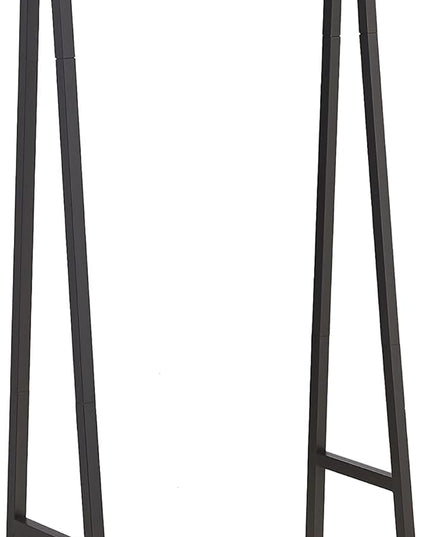 Amazon Basics 9 Hooks Coat Rack, Hallstand Entryway Shoe Bench with Metal 1-Tier Shelf, 13" D x 27.6" W x 69" H, Black