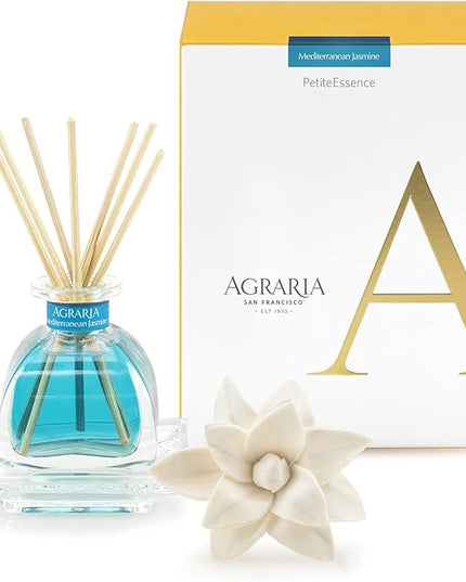 AGRARIA PetiteEssence Flower and Reed Diffuser Set, Hand Crafted Sola Flower Botanical Home Fragrance Set, Scented Oil Gift for All Occasions