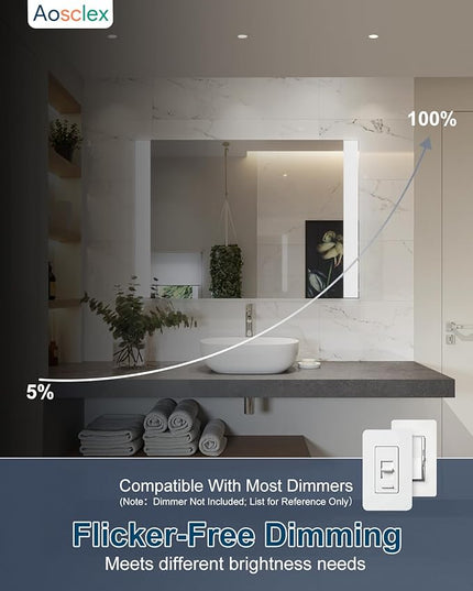 2 Inch 5CCT Anti-Glare LED Downlight with Jbox, IP65 Waterproof, 2700K-5000K Selectable, 8W 840LM CRI90+, Dimmable Canless Recessed Lights, ETL & FCC & Energy Star Rated（White, 12 Pack）