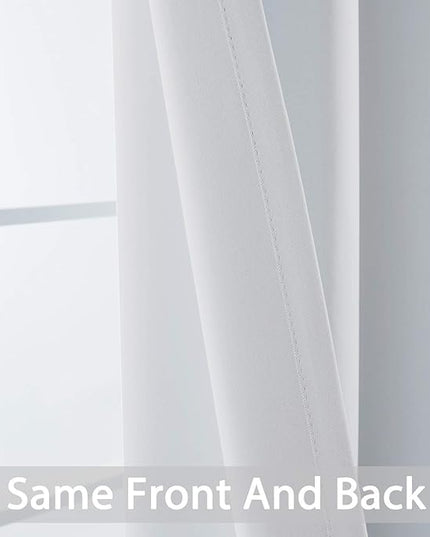 Yakamok Blackout Curtains Room Darkening Thermal Insulated Window Panels,Solid Grommet Top Drapes for Bedroom/Living Room(70Wx84L,Greyish White, 2 Panels)