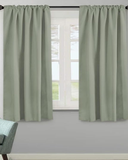 H.VERSAILTEX Blackout Curtains Thermal Insulated Window Treatment Panels Room Darkening Blackout Drapes for Living Room Back Tab/Rod Pocket Bedroom Draperies, 52 x 63 Inch, Light Sage, 2 Panels