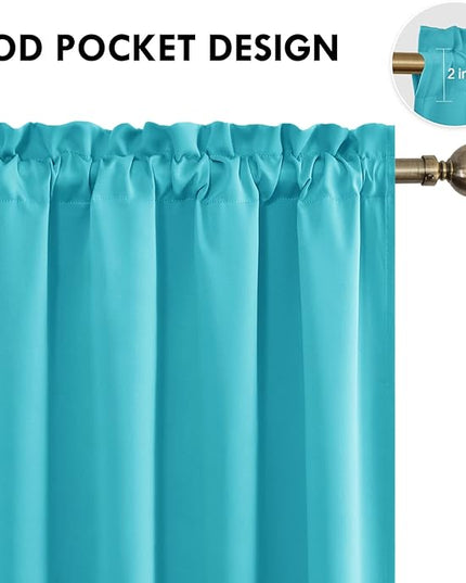 DWCN Turquoise Room Darkening Blackout Curtains - Thermal Insulated Privacy Energy Saving Window Curtain Drapes 52 x 54 inch Length, Set of 2 Bedroom Living Room Curtains