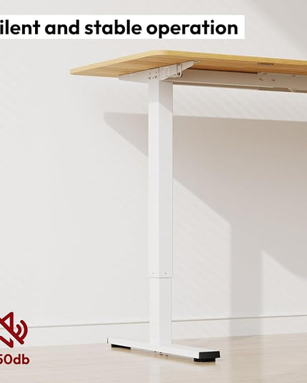SANODESK Electric Standing Desk 55x24 Inch Height Adjustable Stand Up Desk Home Office Computer Workstation Sit Stand Home Office Desk with Splice Board (White Frame + Maple Top)