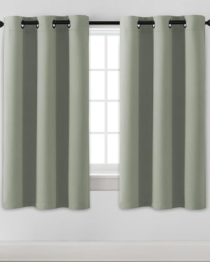 H.VERSAILTEX Blackout Curtains for Bedroom Thermal Insulated Room Darkening Living Room Curtains 63 Inch Long Grommet Privacy Protection Window Curtain Panels/Drapes for Nursery,2 Panels,Light Sage