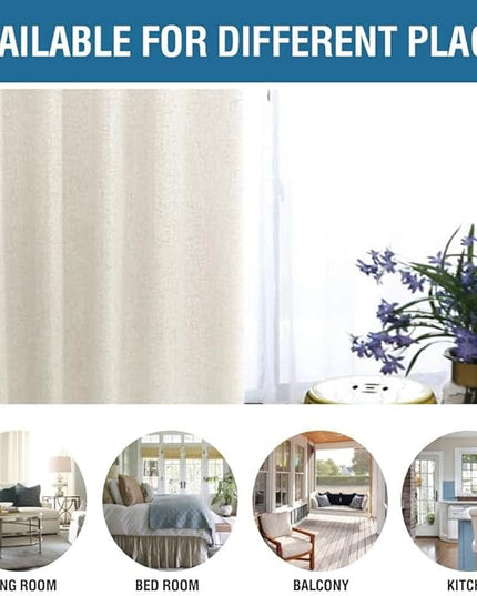 H.VERSAILTEX 100% Blackout Curtains for Bedroom 63 Inches Long Grommet Linen Face Full Light Blocking Curtain Drapes for Living Room Thermal Insulated Linen Look Curtains 2 Panels Set, Antique White