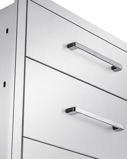 Outdoor Kitchen Drawers Stainless Steel 3-Drawer BBQ Drawer 18" W x 21" H x 23" D Enclosed Built-in Drawer Flush Mount for Outdoor Kitchens & BBQ Islands