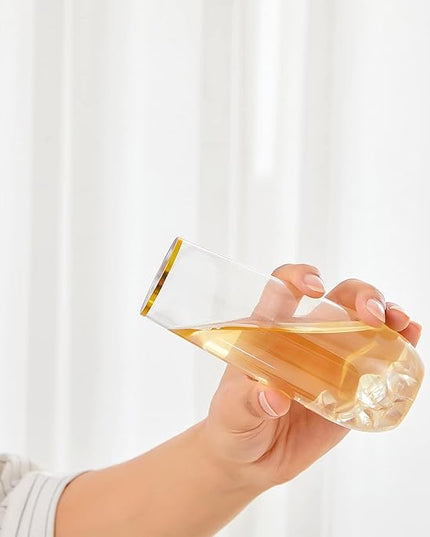 N9R 36PCS Plastic Champagne Flutes, 9 Oz Stemless Disposable Gold Rim Toasting Glasses, Crystal Clear Cocktail Cups Drinkware Shatterproof Ideal for Party Wedding Birthday