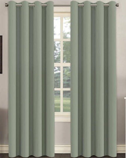 H.VERSAILTEX Room Darkening Curtains for Living Room Light Reducing Thermal Insulated Window Treatment Panels/Drapes Grommet Top 2 Panels Sea Grass - 52 x 84 Inches