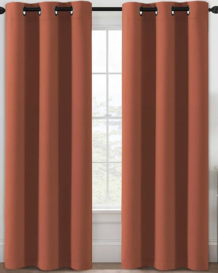 H.VERSAILTEX Blackout Curtains for Bedroom Thermal Insulated Room Darkening Living Room Curtains 84 Inch Long Grommet Privacy Protection Window Curtain Panels/Drapes for Nursery,2 Panels,Orange