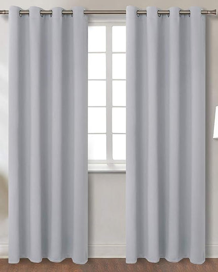 BGment Room Darkening Curtains for Bedroom - Grommet Thermal Insulated Window Treatments Light Blocking Curtains for Living Room, Each 55 x 96 Inch, Light Grey