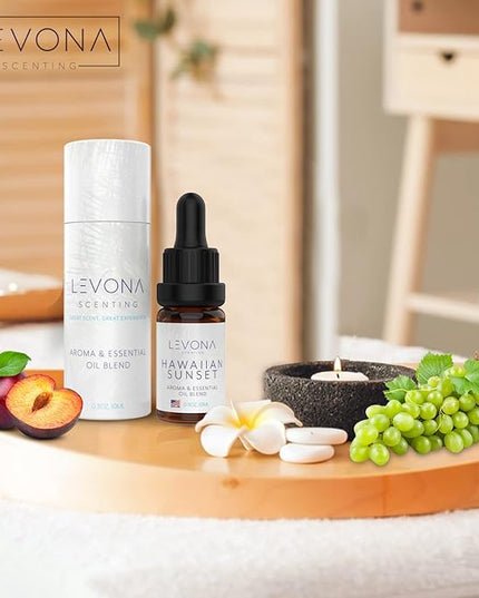 Levona Scent Essential Oils - Scents for Home, Hotel & Office Use - Perfect for Home Diffuser & Humidifiers - Aroma Fragrance Oil, Ideal for Massage, Relaxation, and Spa - Hawaiian Sunset, 10ml