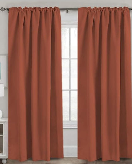 H.VERSAILTEX Blackout Curtains Thermal Insulated Window Treatment Panels Room Darkening Blackout Drapes for Living Room Back Tab/Rod Pocket Bedroom Draperies, 52 x 96 Inch, Orange, 2 Panels