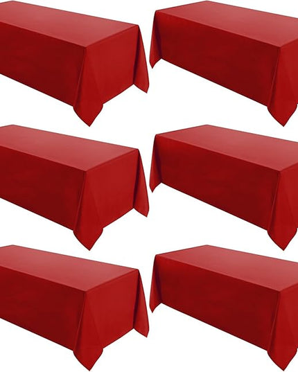 VidaFete Tablecloth 6 Pack 90 * 132inch Rectangle Table Cloth Polyester, Stain Wrinkle Resistant Polyester Dining Table Cover for Kitchen Dinning Party Wedding Rectangular Buffet Decoration(Red)
