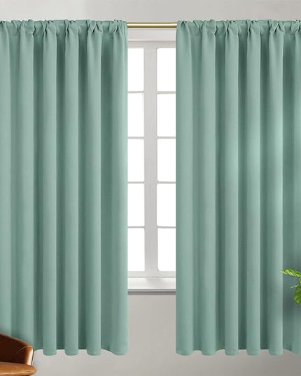 BGment Window Curtains for Bedroom - 72 Inch Rod Pocket and Back Tab Thermal Insulated Room Darkening Curtains for Living Room, 2 Curtain Panels (52 x 72 Inch, Frosty Green)