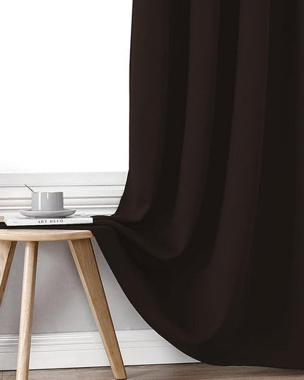 ChrisDowa 100% Blackout Curtains 120 inch Long for Bedroom with Black Liner, 2 Thick Layers Total Blackout Thermal Insulated Grommet Long Window Curtains 2 Panels Set (Brown, 52 x 120 Inch)