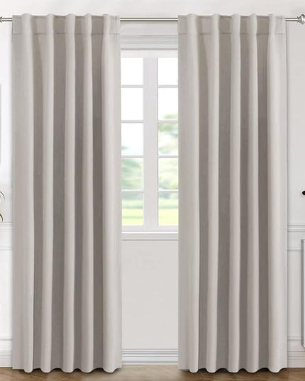 H.VERSAILTEX Blackout Curtains Thermal Insulated Window Treatment Panels Room Darkening Blackout Drapes for Living Room Back Tab/Rod Pocket Bedroom Draperies (2 Panels, Stone, 42 x 84 Inch)