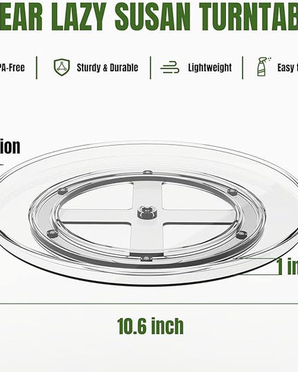 URALFA Lazy Susan Organizer for Cabinet 2 Pack, 10.6" Clear Lazy Susan Turntable Rotating Organizer, Plastic Organization and Storage Spinning Spice Rack for Kitchen, Bathroom, Pantry, Fridge, Table