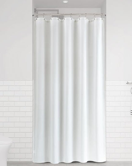 Naturoom 54 Inch White Shower Curtain, Linen Textured Fabric Shower Curtain Set with Hooks, Simple Elegant Modern Farmhouse Country Ultra Thick Bath Curtains for Bathroom,Water Repellent,54x78