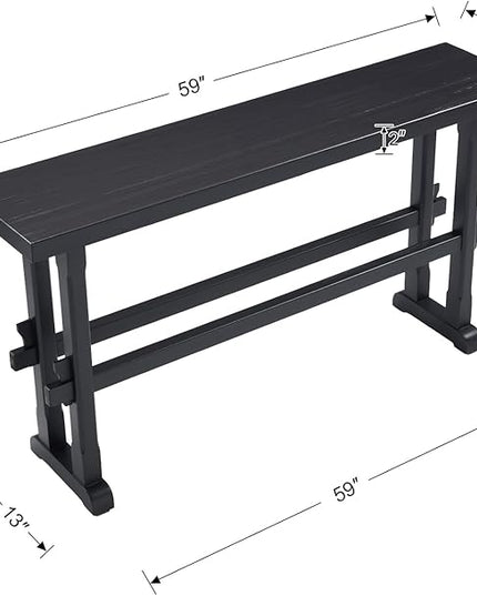 chairus 59" Long Console Table Farmhouse Narrow Sofa Table with Crossbar Solid Wood Entryway Table for Living Room/Hallway/Entrance, Black