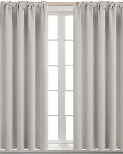 BGment Rod Pocket and Back Tab Blackout Curtains for Bedroom - Thermal Insulated Room Darkening Curtains for Living Room, 2 Window Curtain Panels (38 x 45 Inch, Natural Camel)