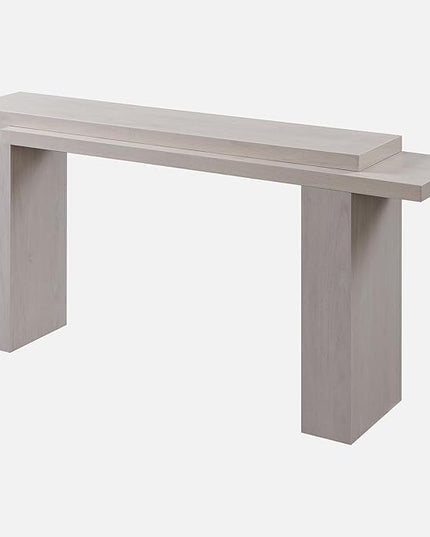 OKD 63 Inch Modern Entryway Console Table, Solid Geometry Accent Sofa Table Behind The Couch, Narrow Console Table for Entryway, Hallway, Living Room, Foyer, White Alder