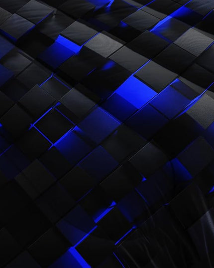 Geometric Blue Black Comforter Set,Light Honeycomb 3 Piece Bedding Set Queen Size for Teen Boys,Modern Quilt Set Geometry Decor,Microfiber Lightweight 1 Comforter 2 Pillowcases All Season