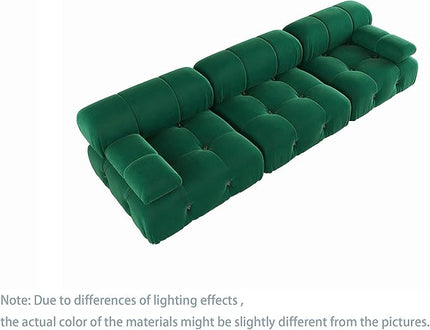 JACH 104" Convertible Modular Sectional Sofa, Minimalist Mid-Century Velvet Sofas Couches, Luxury Modern 3-Seat Wide Couch Sectional for Living Room Bedroom Office Apartment (Green)