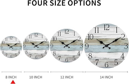 HYLANDA Wall Clock, Silent Non Ticking Wall Clocks Battery Operated, Rustic Wooden Clocks Decorative for Kitchen, Bathroom, Bedroom, Living Room, (8 Inch)