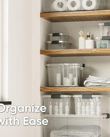 Superio Clear Storage Boxes with Lids, 3.4 Quart Plastic Container Bins for Organizing, Stackable Crates, BPA Free, Non Toxic, Odor Free, Organizers for Home, Office, School, and Dorm
