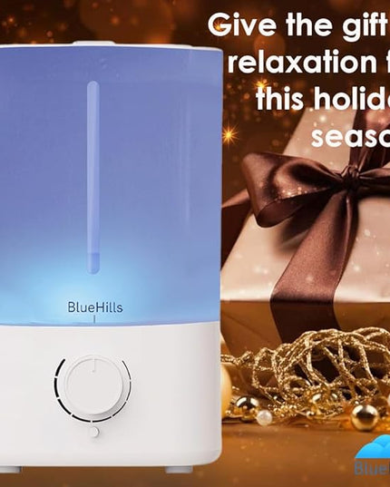 BlueHills Premium 5000 ML XL Essential Oil Diffuser Humidifier Large Room Huge Coverage Area 5 Liter Big Capacity High Mist Output 100 Hours Long Run Time Aroma Diffuser White G501