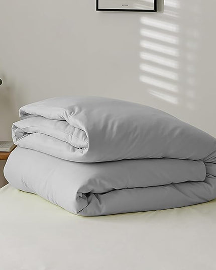 Luxlovery Silver Grey Comforter Set California King Light Grey Bedding Comforter Set Cal King Size Women Men Light Gray Bedding Set Soft Solid Men Women Bedding Set Comforter Cal King