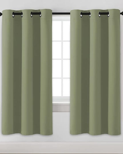 H.VERSAILTEX Blackout Curtains for Bedroom Thermal Insulated Room Darkening Living Room Curtains 72 Inch Long Grommet Privacy Protection Window Curtain Panels/Drapes for Nursery, 2 Panels, Sage