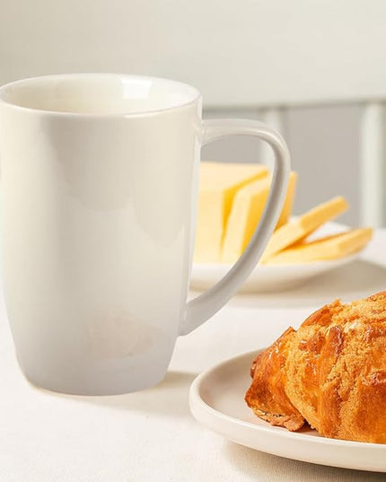 homEdge Porcelain Mug Set, 16 Ounces Cup for Tea, Latte, Mocha, Hot Chocolate, Set of 6, White