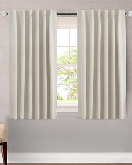 H.VERSAILTEX Light Reducing Curtains Thermal Insulated Window Treatment Panels Room Darkening Privacy Assured Drapes for Living Room Back Tab/Rod Pocket Bedroom Drapes 2 Panels, Ivory - 52 x 54 Inch