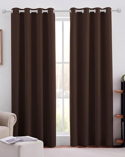 HOMEIDEAS Blackout Curtains for Bedroom 52 X 84 Inch Long 2 Panels Set Chocolate Brown Room Darkening Curtains/Drapes, Soundproof Thermal Grommet Window Curtains for Living Room