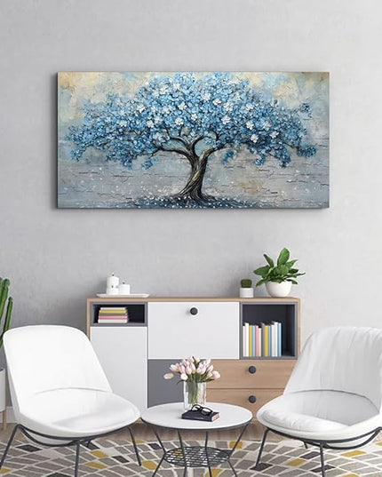 Wapluam Canvas Wall Art For Living Room Farmhouse Wall Decor Art For Bedroom Office Modern Decorations Tree Wall Paintings Blue Abstract Pictures Vintage Artwork Home Decor Posters 40"X20"