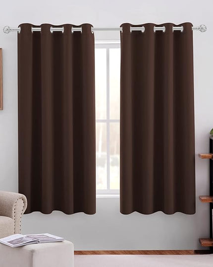 HOMEIDEAS Chocolate Blackout Curtains 52 X 63 Inch Brown Bedroom Curtains Set of 2 Panels Room Darkening Curtains/Drapes, Thermal Grommet Light Blocking Window Curtains for Living Room