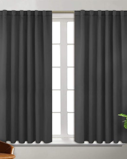 BGment Rod Pocket and Back Tab Blackout Curtains for Bedroom - Thermal Insulated Room Darkening Curtains for Living Room, Set of 2 Panels (52 x 54 Inch, Dark Grey)