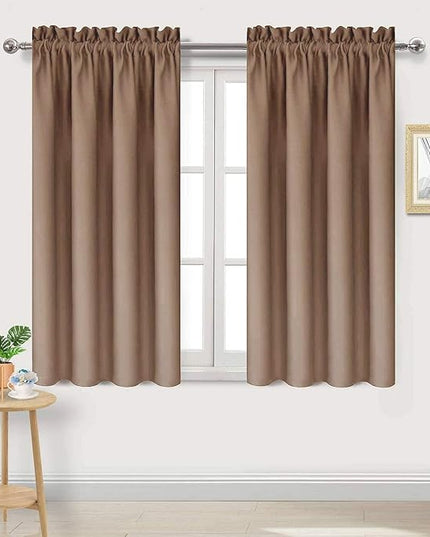 DWCN Blackout Curtains Room Darkening Thermal Insulated Bedroom Curtains Window Curtain Panels, 42 x 45 inches Long, Set of 2 Khaki Rod Pocket Drapes