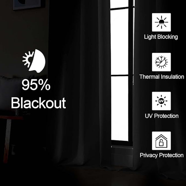 Gwine Navy Blue Blackout Curtains for Bedroom 96 Inch Length, Room Darkening Energy Saving Black Out Curtains for Living Room, Window Treatment Drapes with Rod Pocket, Each 50" Wx96 L, 2PC