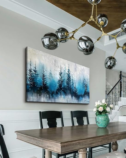 hyidecorart Large Wall Art For Living Room Framed Wall Decor For Office Bedroom Decoration Scenery Abstract Wall Painting Misty Forest Trees Pictures Artwork Canvas Prints Home Room Decor 48"X 24"