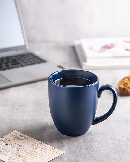 AmorArc 16oz Coffee Mugs Set of 6, Large Ceramic Coffee Mugs for Men, Women, Dad, Mom, Modern Coffee Mugs With Handle For Tea,Latte,Cappuccino,Cocoa. Dishwasher&Microwave Safe, Matte Blue
