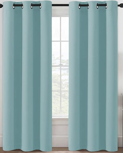 H.VERSAILTEX Blackout Curtains for Bedroom Thermal Insulated Room Darkening Living Room Curtains 84 Inch Long Grommet Privacy Protection Window Curtain Panels/Drapes, 2 Panels, Mineral Blue