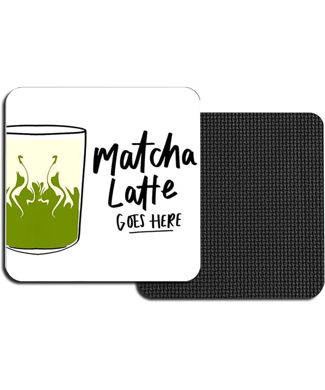 Square Matcha Latte Coasters for Drinks, Funny Drink Coasters Set of 2, Matcha Coaster for Home Office Table Kitchen Desk Decor Beer Bar, Birthday Gifts for Women Men Mom Matchas Lover