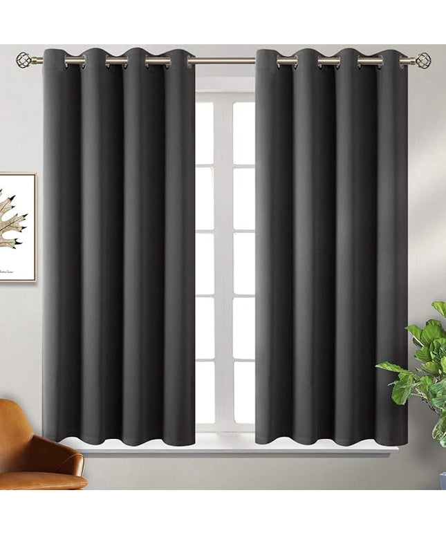 BGment Blackout Curtains 54 Inch Length 2 Panels Set, Dark Grey Room Darkening Curtains Black Out Thermal Grommet Curtains for Bedroom, 2 Panels, Each 46 x 54 Inch, Dark Grey