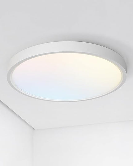 ASD LED 12" Round Flush Mount Ceiling Light Fixture, Low Profile Surface Lighting | 5CCT, Dimmable, Ultra-Thin, ETL Listed | 24W 2000LM 2700-6000K 100-277V | Kitchen, Bedroom, Hallway Lamp | White