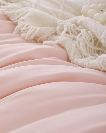 ROSGONIA King Size Comforter Set Blush, 3pcs (1 Boho Grey Comforter & 2 Pillowcases) All Season Bedding Soft Lightweight Bedspread Blanket Quilt