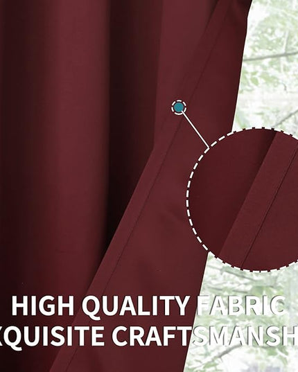 BGment Blackout Curtains for Bedroom - Grommet Thermal Insulated Room Darkening Curtains for Living Room, Set of 2 Panels (38 x 45 Inch, Burgundy)