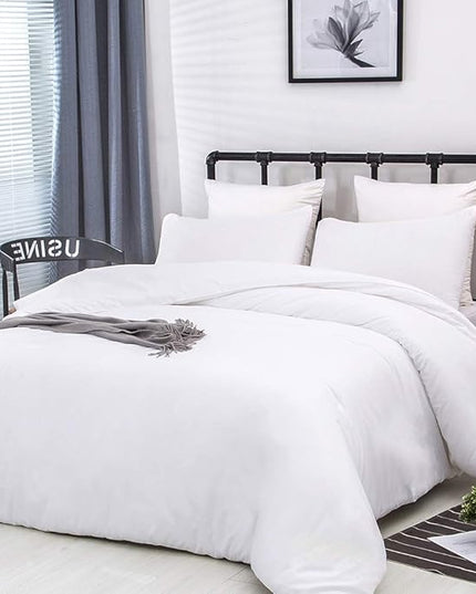 CLOTHKNOW White Queen Size Comforter Sets 3Pcs White Bedding Comforter Sets All Season Soft Bed Comforter Sets Queen Comforter with 2 x Pillowcases