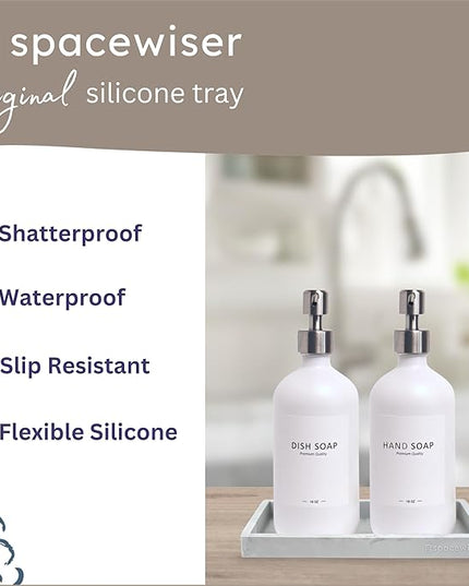 Countertop and Vanity Tray - 2 PC Small 7.7" Silicone Bathroom Trays, Kitchen Soap Tray, Dish Sponge Soap Holder Kitchen Sink Organizer Caddy, Bathroom Counter Trays for Lotion Dispenser